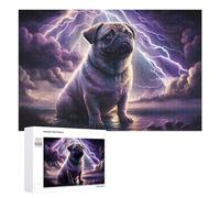 1000 PCS Jigsaw Puzzles Pug in Thunderstorm Jigsaw for Adults Fun Games Perfect Decoration Unique Gifts for Birthday And Christmas 1000 PCS