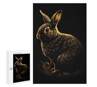 1000 PCS Jigsaw Puzzles Rabbit Gold Black Jigsaw Puzzles for Teenagerss But Fun And Humorous Every Piece Is Unique - Learning Educational Toys 1000 PCS