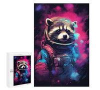 1000 PCS Jigsaw Puzzles Raccoon Astronaut Space Suit Adult Jigsaw Puzzles Enhance Memory Educational Challenge Toys Educational Games 1000 PCS