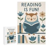 1000 PCS Jigsaw Puzzles- Reading Is Fun Owl Illustration Jigsaw for Adults Relaxing Games Staycation Kill Time Deal As Gifts for The Whole Family 1000 PCS