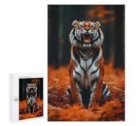 1000 PCS Jigsaw Puzzles- Roaring Tiger in Autumn Forest Jigsaw for Adults Relaxing Games Staycation Kill Time Deal As Gifts for The Whole Family 1000 PCS
