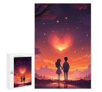 1000 PCS Jigsaw Puzzles- Romantic Sunset Heart Jigsaw for Adults Relaxing Games Staycation Kill Time Deal As Gifts for The Whole Family 1000 PCS