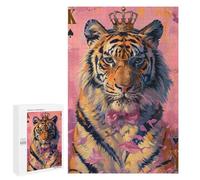 1000 PCS Jigsaw Puzzles Royal Tiger with Crown Art Print Jigsaw Puzzles for Teenagers Stress Reliever Train Your Brain And Hands Learning Educational Toys 1000 PCS