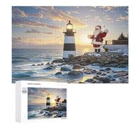 1000 PCS Jigsaw Puzzles Santa Claus Lighthouse Wooden Puzzle Personalized Picture Puzzle Family Decoration Puzzles for Adults Challenging Puzzle Family Wedding Graduation Present
