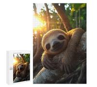 1000 PCS Jigsaw Puzzles- Smiling Sloth on Branch in Sunlight Jigsaw for Adults Relaxing Games Staycation Kill Time Deal As Gifts for The Whole Family 1000 PCS