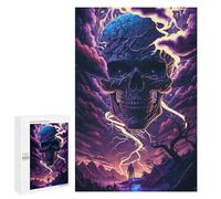 1000 PCS Jigsaw Puzzles- Spooky Skull Lightning Scene Jigsaw for Adults Relaxing Games Staycation Kill Time Deal As Gifts for The Whole Family 1000 PCS