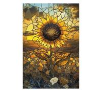 1000 PCS Jigsaw Puzzles Stained Glass Sunflower Adult Jigsaw Puzzle Hands-on Game Hand Speed Race Unique Gifts for Birthday And Christmas 1000 PCS