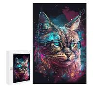 1000 PCS Jigsaw Puzzles Stylish Hipster Cat Glasses Art Print Jigsaw Puzzles for Teenagerss But Fun And Humorous Every Piece Is Unique - Learning Educational Toys 1000 PCS