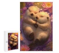 1000 PCS Jigsaw Puzzles Two Otters Cuddling in Water Lilies Jigsaw Puzzles for Teenagerss But Fun And Humorous Every Piece Is Unique - Learning Educational Toys 1000 PCS