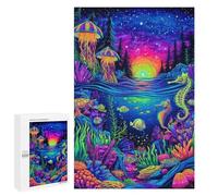 1000 PCS Jigsaw Puzzles Underwater Neon Paradise Jigsaws for Adults Puzzle For Family Fun Difficult And Challenge Educational Family Game 1000 PCS