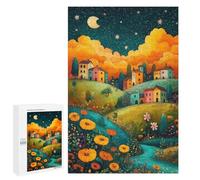 1000 PCS Jigsaw Puzzles Whimsical Village Night Scene Puzzles for Teenagers Enhance Memory Difficult And Challenge Brainteaser Family Games 1000 PCS
