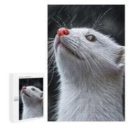 1000 PCS Jigsaw Puzzles White Ferret Looking Up in Rain Jigsaw Puzzles for Teenagerss But Fun And Humorous Every Piece Is Unique - Learning Educational Toys 1000 PCS
