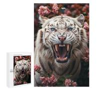 1000 PCS Jigsaw Puzzles- White Tiger Roaring Jigsaw for Adults Relaxing Games Staycation Kill Time Deal As Gifts for The Whole Family 1000 PCS