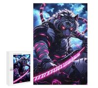 1000 PCS Jigsaw Puzzles White Tiger Samurai Animal Jigsaw for Teenagerss Precision Cutting Fun Activities at Home Challenging Game And Family Play 1000 PCS