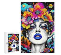 1000 PCS Jigsaw Puzzles Woman with Floral Crown And Planets Jigsaw Puzzles for Teenagerss But Fun And Humorous Every Piece Is Unique - Learning Educational Toys 1000 PCS