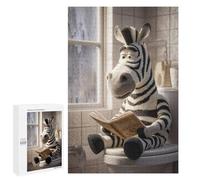 1000 PCS Jigsaw Puzzles- Zebra Reading on Toilet Jigsaw for Adults Relaxing Games Staycation Kill Time Deal As Gifts for The Whole Family 1000 PCS