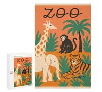 1000 PCS Jigsaw Puzzles Zoo Animals Illustration Jigsaw for Teenagerss Precision Cutting Fun Activities at Home Challenging Game And Family Play 1000 PCS