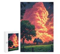 1000 PCS Jigsaw Rustic Cabin Under Dramatic Sky Jigsaw Puzzles for Adults Family Activities Help The Brain Exercise Deal As Gifts for The Whole Family 1000 PCS