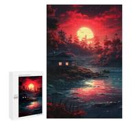 1000 PCS Jigsaw Serene Sunset Cabin Reflections Jigsaws for Adults Puzzle But Fun And Humorous Challenging To Complete Unique Birthday And Xmas Gifts 1000 PCS