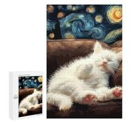 1000 PCS Jigsaw Starry Night Kitten Nap Jigsaw Puzzles for Adults Family Activities Help The Brain Exercise Deal As Gifts for The Whole Family 1000 PCS