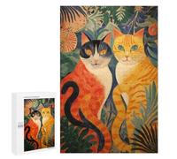 1000 PCS Jigsaw Two Cats in Jungle Art Print Jigsaws for Adults Puzzle But Fun And Humorous Challenging To Complete Unique Birthday And Xmas Gifts 1000 PCS