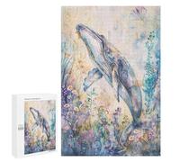 1000 PCS Jigsaw Whale in Watercolor Art Jigsaws for Adults Puzzle Stress Reliever Parent-child Interaction Unique Birthday And Xmas Gifts 1000 PCS