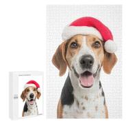 1000 PCS Jigsaws Adults Puzzles American Foxhound Dog with Santa Hat Portrait Adult Puzzles Relaxing Games Precision Cutting Unique Gifts for Birthday And Christmas 1000 PCS