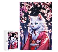 1000 PCS Jigsaws Adults Puzzles Anime Cat in Kimono Adult Puzzles Relaxing Games Precision Cutting Unique Gifts for Birthday And Christmas 1000 PCS
