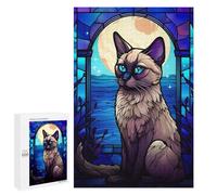 1000 PCS Jigsaws Adults Puzzles Balinese Cat Abstract Stai Jigsaw Puzzle Family Game Analysis And Logic Parent-child Interaction 1000 PCS