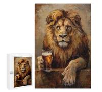 1000 PCS Jigsaws Adults Puzzles Beer Drinking Lion Jigsaws for Adults Hands-on Game Wall Decoration Birthday And Unique Gifts 1000 PCS