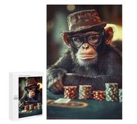 1000 PCS Jigsaws Adults Puzzles Chef Monkey Playing Poker Adult Puzzles Relaxing Games Precision Cutting Unique Gifts for Birthday And Christmas 1000 PCS