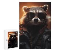 1000 PCS Jigsaws Adults Puzzles Cool Raccoon Sunglasses Jigsaws for Adults Relaxing Games Difficult Challenge Difficult And Challenge 1000 PCS