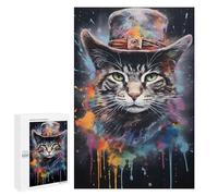 1000 PCS Jigsaws Adults Puzzles Cowboy Cat in Hat Jigsaw for Adults Hands-on Game Precision Cutting Parent-child Interaction 1000 PCS