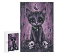 1000 PCS Jigsaws Adults Puzzles Cute Gothic Kitten with Skulls Jigsaw for Adults Hands-on Game Precision Cutting Parent-child Interaction 1000 PCS