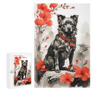 1000 PCS Jigsaws Adults Puzzles Dog Ink Japanese Style Jigsaws for Adults Relaxing Games Difficult Challenge Difficult And Challenge 1000 PCS