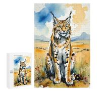 1000 PCS Jigsaws Adults Puzzles Eurasian Lynx Watercolor Painting Jigsaws for Adults Toy Wall Decor Home Decoration for Is Ideal As A Gift 1000 PCS