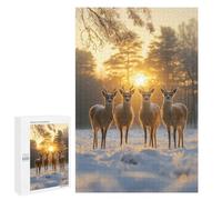 1000 PCS Jigsaws Adults Puzzles Four Deer at Sunset Adult Puzzles Relaxing Games Precision Cutting Unique Gifts for Birthday And Christmas 1000 PCS
