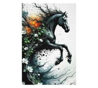 1000 PCS Jigsaws Adults Puzzles Gifts Abstract Horse with Floral And Tree Elements Jigsaws for Adults Relaxing Games Analysis And Logic Educational Challenge 1000 PCS