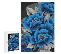1000 PCS Jigsaws Adults Puzzles Gifts Blue Floral Pattern with Gray Leaves Jigsaw for Adults Relax Games Home Decoration Birthday Present, Gifts, 1000 PCS