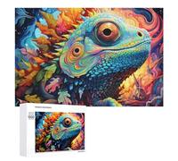 1000 PCS Jigsaws Adults Puzzles Gifts Colorful Lizard in Autumn Leaves Jigsaw Puzzle Relax Games Staycation Kill Time Birthday Present, Gifts, 1000 PCS