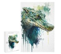 1000 PCS Jigsaws Adults Puzzles Gifts Crocodile Watercolor Jigsaw for Adults Relax Games Home Decoration Birthday Present, Gifts, 1000 PCS