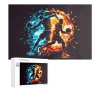 1000 PCS Jigsaws Adults Puzzles Gifts Dynamic Basketball Duel Fire Vs. Ice Jigsaw Puzzle Relax Games Staycation Kill Time Birthday Present, Gifts, 1000 PCS
