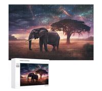 1000 PCS Jigsaws Adults Puzzles Gifts Elephant Under A Starry Sky Jigsaw Puzzle Relax Games Staycation Kill Time Birthday Present, Gifts, 1000 PCS