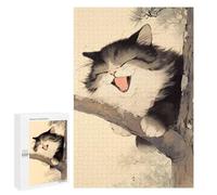 1000 PCS Jigsaws Adults Puzzles Gifts Laughing Cat Jigsaw for Adults Relax Games Home Decoration Birthday Present, Gifts, 1000 PCS