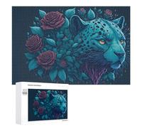 1000 PCS Jigsaws Adults Puzzles Gifts Leopard And Roses A Vibrant Fusion Jigsaw Puzzle Relax Games Staycation Kill Time Birthday Present, Gifts, 1000 PCS