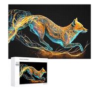 1000 PCS Jigsaws Adults Puzzles Gifts Neon Fox in Motion -1 Jigsaw Puzzle Relax Games Staycation Kill Time Birthday Present, Gifts, 1000 PCS