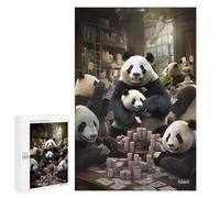 1000 PCS Jigsaws Adults Puzzles Gifts Pandas Playing Poker Jigsaw Puzzle Relax Games Staycation Kill Time Birthday Present, Gifts, 1000 PCS