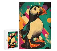 1000 PCS Jigsaws Adults Puzzles Gifts Retro Puffin Illustration Vibrant Puffin Pop Art Jigsaw for Adults Relax Games Home Decoration Birthday Present, Gifts, 1000 PCS