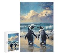 1000 PCS Jigsaws Adults Puzzles Gifts Two Penguins on A Beach Painting Jigsaw for Adults Relax Games Home Decoration Birthday Present, Gifts, 1000 PCS