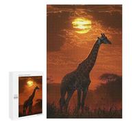 1000 PCS Jigsaws Adults Puzzles Giraffe Sunset Silhouette Jigsaw for Adults Hands-on Game Precision Cutting Parent-child Interaction 1000 PCS